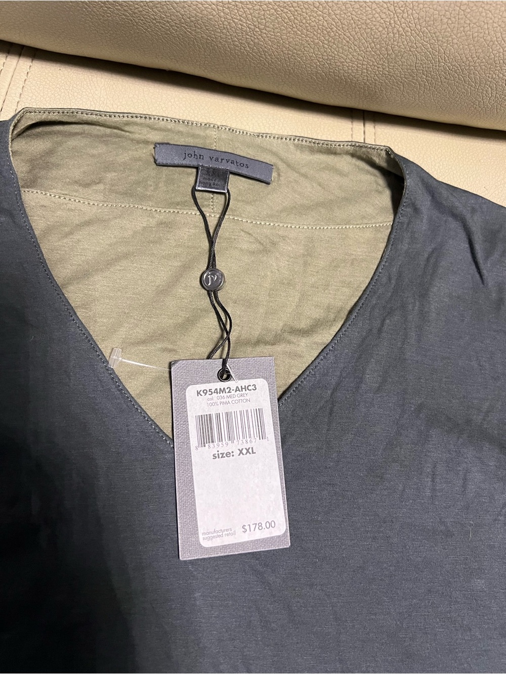 John Varvatos Slate Gray Short Sleeve Crew Tee - Picture 4 of 4
